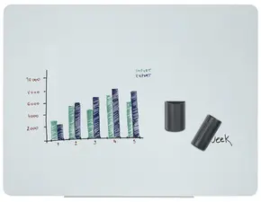 Bi-Office Tableau magnétique en verre, 1.200 x 900 mm, blanc