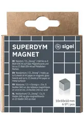 sigel Aimant néodyme cube "Strong" C5, set de 6, argent