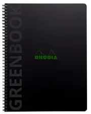 RHODIA Cahier à spirale GREENBOOK, A4+, ligné, noir