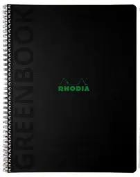 RHODIA Cahier à spirale GREENPAD, A4+, ligné, noir