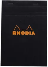 RHODIA Bloc agrafé No. 16, format A5, quadrillé 5x5, noir