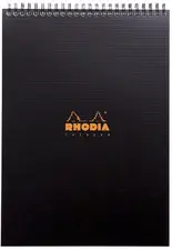 RHODIA Bloc spiralé Notepad, A4, quadrillé 5x5, noir