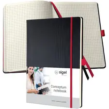 sigel Carnet de notes Conceptum, A4, quadrillé, noir/rouge