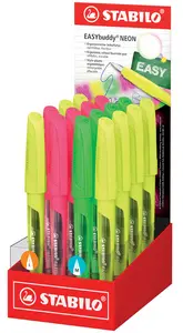 STABILO Stylo plume EASYbuddy FLUO L/M, présentoir de 16