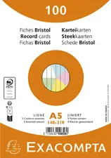 EXACOMPTA Fiches bristol, A5, ligné, blanc