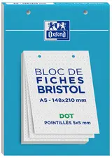 Oxford Bloc de fiches bristol, A5, DOT pointillé, blanc