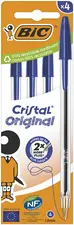 BIC Stylo à bille Cristal Original, boîte carton de 4, bleu