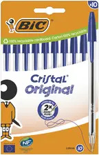 BIC Stylo à bille Cristal Original, boîte carton de 10, bleu