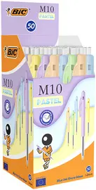 BIC Stylo à bille rétractable M10 Pastel, boîte de 50