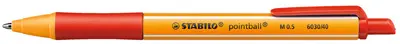 STABILO Stylo à bille rétractable pointball, rouge