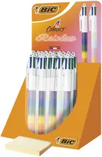 BIC Stylo à bille 4 Colours Rainbow Mix, présentoir de 30