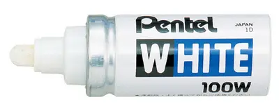 Pentel Marqueur permanent X100W, pointe ogive, 3,0 mm, blanc