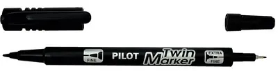PILOT Marqueur permanent Twin Marker, extra fin, noir