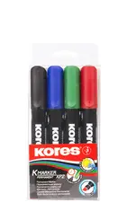 Kores Marqueur permanent "K MARKER", pointe ogive, étui de 4