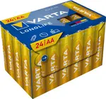 VARTA Pile alcaline Longlife, Mignon (AA), 24 pièces