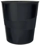 LEITZ Corbeille à papier WOW, en plastique, 15 litres, noir