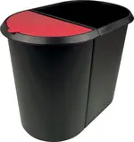 helit Corbeille à papier "the double", oval, PE, noir/rouge