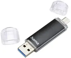 hama Clé USB 3.0 "Laeta Twin", 128 GB, noir