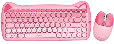 LogiLink Kinder Desktop Set KITTY, kabellos, pink