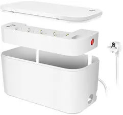 LogiLink Boîtier de câbles avec multiprise, 5 prises, blanc