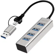 LogiLink Hub USB 3.0, 4 ports, 4x USB-A, argent