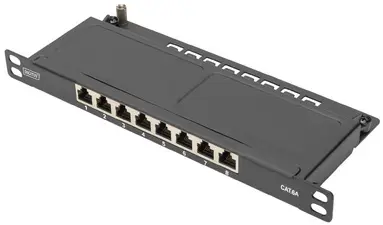 DIGITUS Panneau de brassage 10" Slim Cat.6A, 0,5 U, blindé