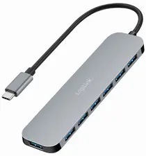 LogiLink Hub USB 3.2 Gen1, 7 ports, boîtier aluminium, gris