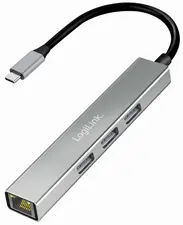 LogiLink Hub USB 3.2 Gen1, 4 ports, boîtier aluminium, gris