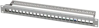 LogiLink Panneau de brassage 19" Keystone, 24 ports, gris