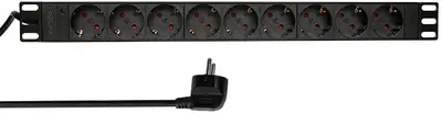 LogiLink 19" Steckdosenleiste, 9-fach, ohne Schalter,schwarz