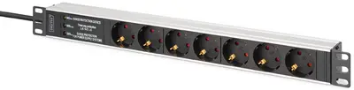 DIGITUS 19" Steckdosenleiste, Aluminiumprofil, 7-fach