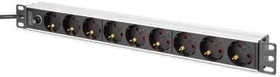 DIGITUS Bloc multiprise 19", aluminium, 9 prises