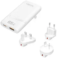 LogiLink Chargeur de voyage double USB, 65 W, extra-mince