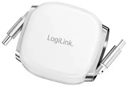 LogiLink Câble USB 2.0, USB-C - USB-C, rétractable, blanc