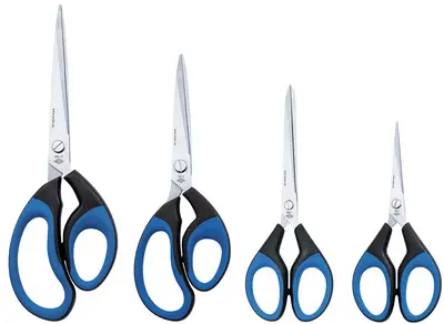 WEDO Ciseaux Soft-Cut, pointu, longueur: 210 mm, noir/bleu
