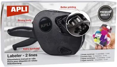 APLI Pince à étiqueter 102365, 2 lignes, 9 chiffres