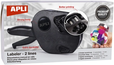 APLI Pince à étiqueter 102365, 2 lignes, 9 chiffres