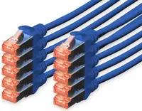 DIGITUS Câble de brassage Cat.6, S/FTP, 1,0 m, par 10, bleu