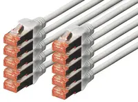 DIGITUS Câble de brassage Cat.6, S/FTP, 5,0 m, par 10, gris