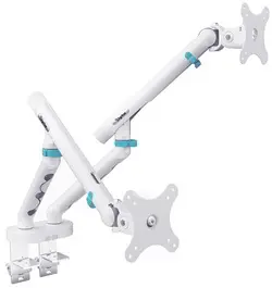DIGITUS Bras support design pour 2 écrans, avec pince, blanc