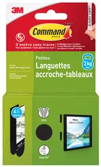 3M Command Languettes accroche-tableaux, taille: S, noir