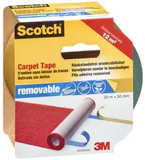 Scotch Ruban adhésif détachable pour tapis, 50 mm x 20 m