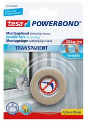 tesa Adhésif double face de montage Powerbond, transparent