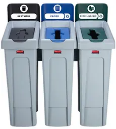 Rubbermaid Station de recyclage Slim Jim, kit de 3 flux