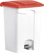 helit Poubelle à pédale "the step", 70 litres, blanc/rouge