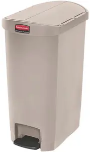Rubbermaid Collecteur à pédale Slim Jim, 50 litres, beige