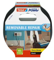 tesa Ruban adhésif toilé extra Power REMOVABLE REPAIR, noir