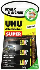 UHU Colle tout SUPER Strong & SAFE MINIS, 3 tubes de 1 g
