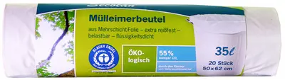 Secolan Sac poubelle, 35 litres, sans fermeture, blanc