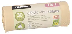 STARPAK Sac poubelle "Waste-to-Waste", 18 litres, marron